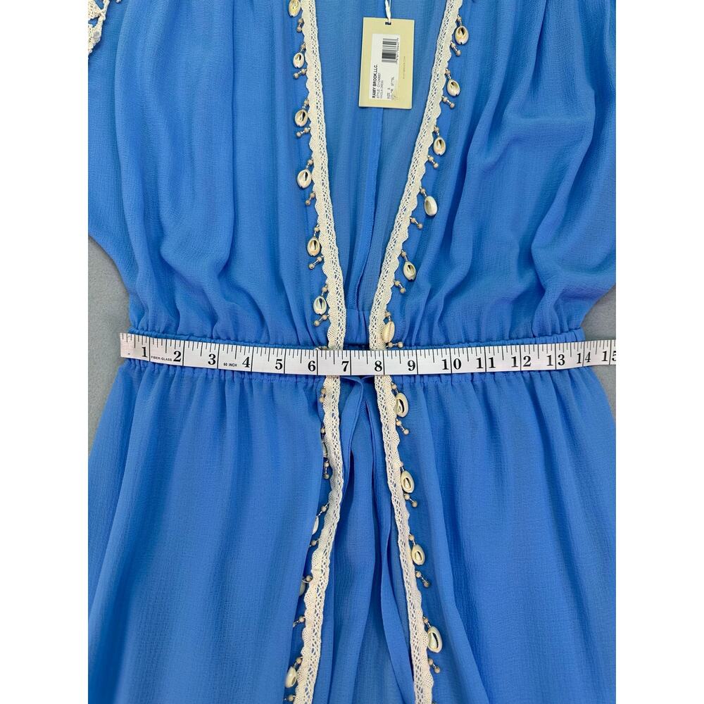 NWT Ramy Brook Nikolai Maxi Cover Up Serene Blue Shell Lace Trim Sheer Size S - Picture 13 of 14